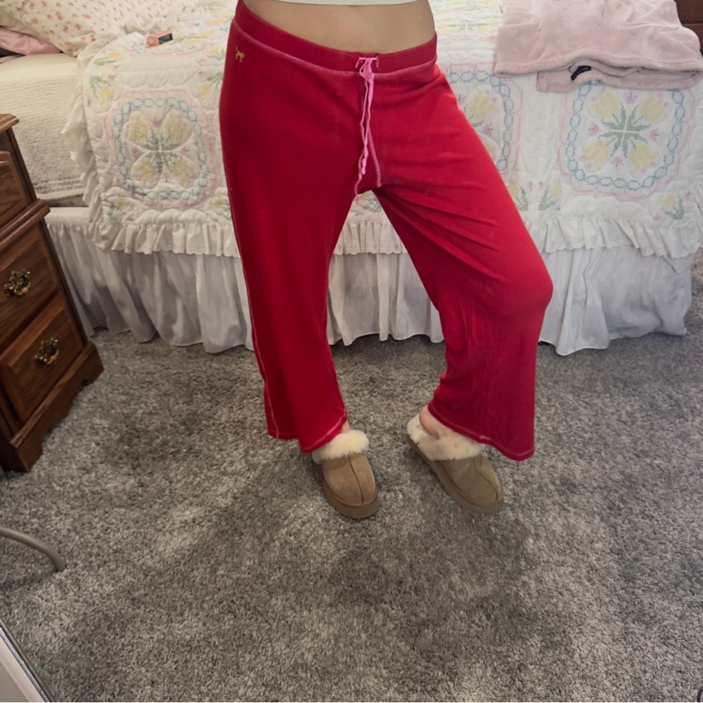 Y2K Victorias Secret Pink Red Lounge Pants with Drawstring